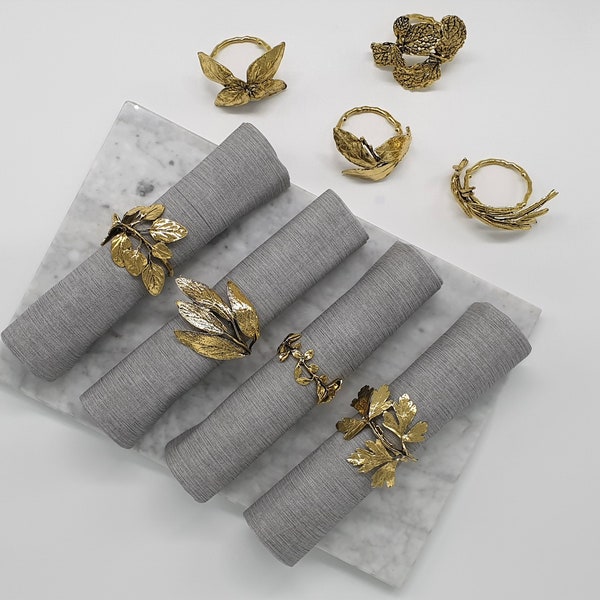 Herb Napkin Ring Set of 8 For All Occasions Thanksgiving New Year's Christmas Leaf Napkin Rings - An Ideal Gift For Your Loved Ones!