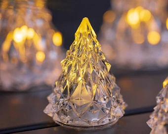 Vela LED de cristal tallado – Luz para árbol de Navidad sin llama