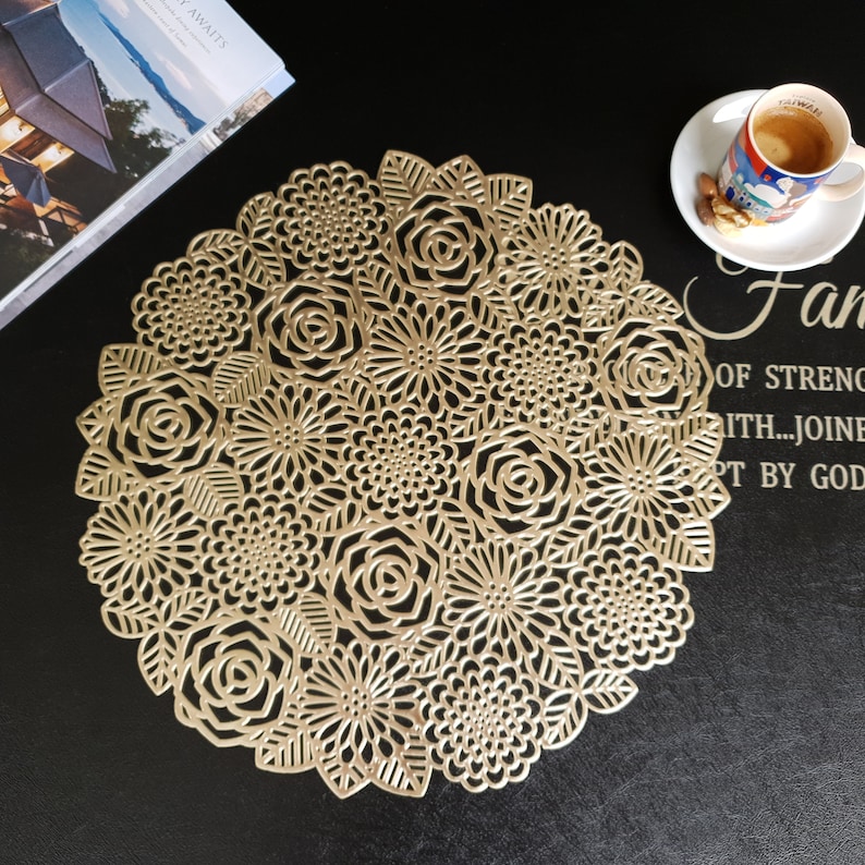 Roses Placemats Round Table Mats Wedding Placemats Set of 4 Etsy
