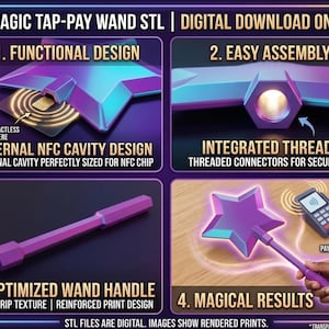 Magic Wand STL File, Tap To Pay Contactless Payment Prop