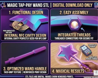 Magic Wand STL File, Tap To Pay Contactless Payment Prop