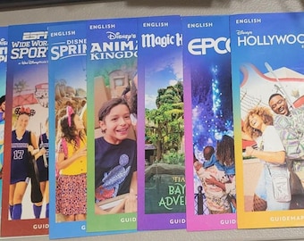 Disney Guide Maps, 2024 Theme Park Paper Brochures | 7-Piece Set