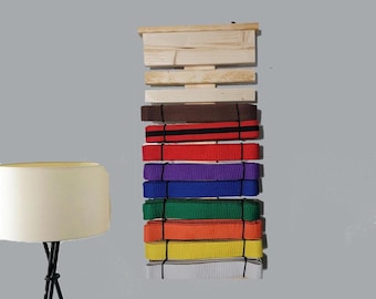 Karate Belt Rack, Wooden Wall Display with Natural Or Black Finish