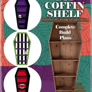 Coffin Shelf Plans, Halloween Woodworking PDF with Metric Cut List