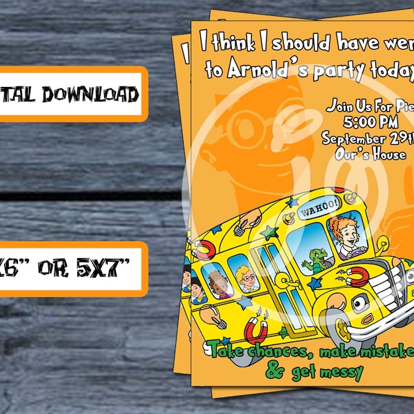 Magic School Bus, Ms Frizzle, Themed Birthday Invitation, Birthday Party