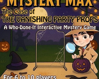 Halloween Kids Party Whodunit Game | Mystery Max: Disappearing Party Props | Halloween Mystery (Ages 6+ Group Activity)