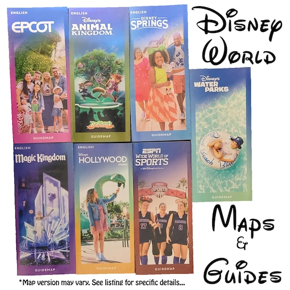 NEWEST 2026 Disney Park Map Brochures Walt Disney World | All 4 Parks - 7 Maps Total - Great for Crafting, scrapbooking and Trip Planning!