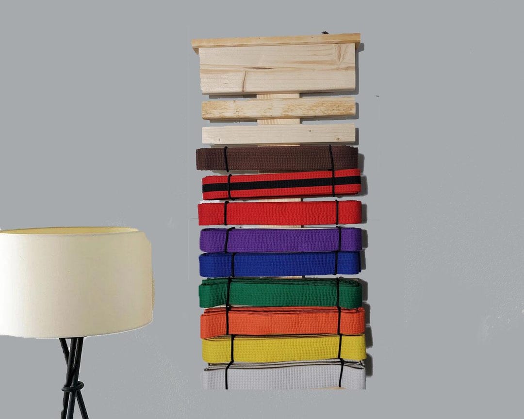 Belt Racking Display Belt Rack Display, Wood - Martial Arts Karate Taikwondo Belt/level ...