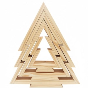 Wooden Tree Nesting Set, Three Sizes | 2-Inch Deep Christmas Decor