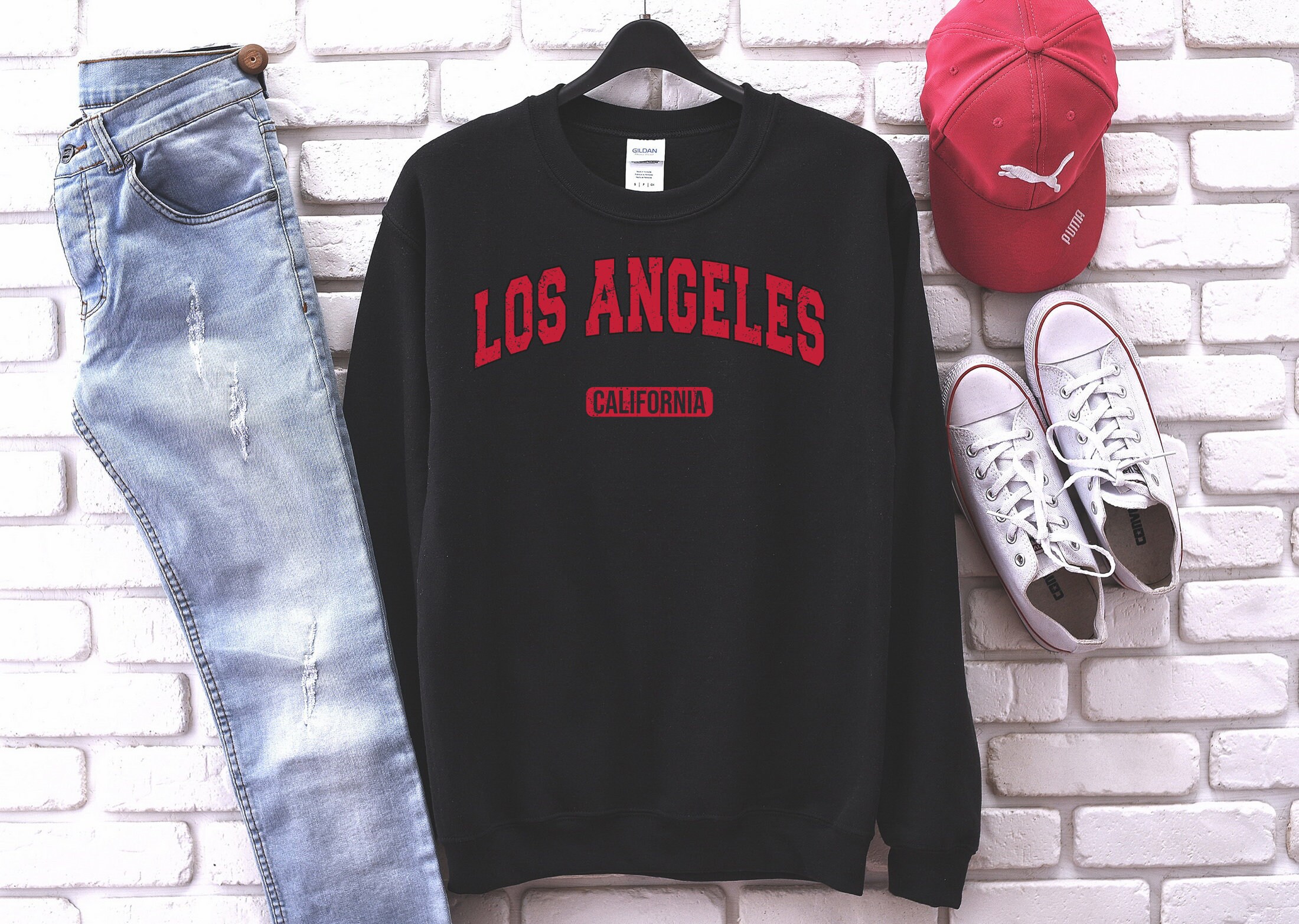 Los Angeles Sweatshirt Los Angeles Crewneck Sweatshirt Los Etsy