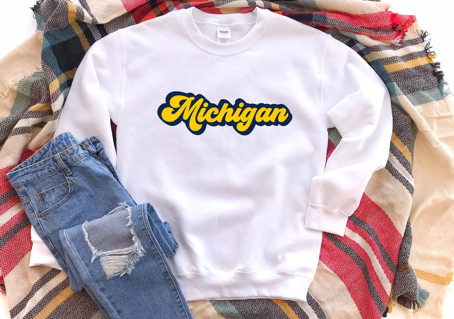 Michigan Sweatshirt Michigan Sweater Michigan Crewneck Etsy