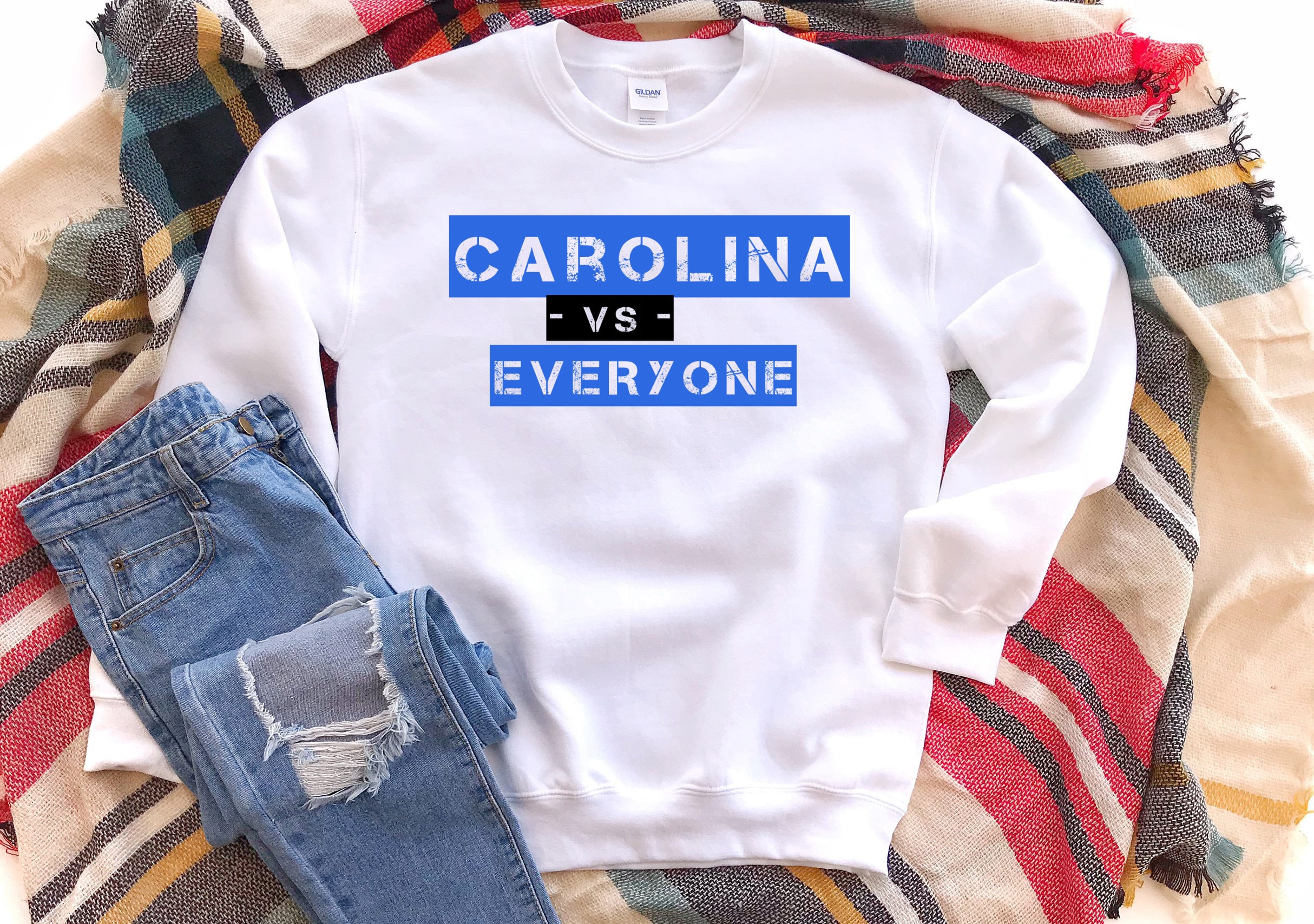 Carolina Sweatshirt Carolina vs Everyone Sweatshirt Carolina Etsy