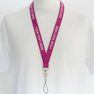 ROLSELEY Personalised Plain Lanyard Neck Strap with Printed Custom Text White/Black/Silver with Safety Breakaway image 4