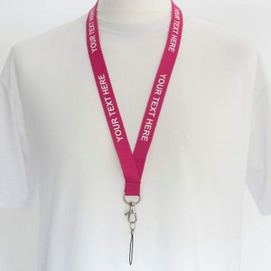ROLSELEY Personalised Plain Lanyard Neck Strap with Printed Custom Text White/Black/Silver with Safety Breakaway image 5