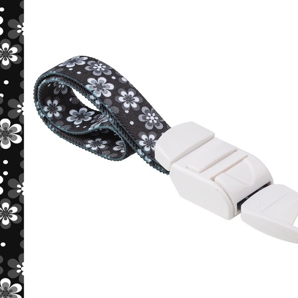 Rolseley Medical Garrot noir avec motif floral blanc avec boucle en plastique ABS sans latex pour médecins, infirmières et ambulanciers paramédicaux