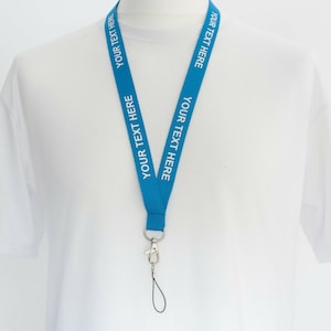 ROLSELEY Personalised Plain Lanyard Neck Strap with Printed Custom Text White/Black/Silver with Safety Breakaway image 9