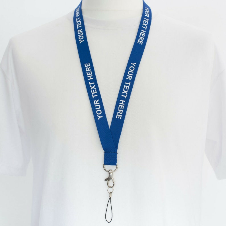 ROLSELEY Personalised Plain Lanyard Neck Strap with Printed Custom Text White/Black/Silver with Safety Breakaway image 10