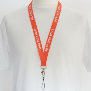 ROLSELEY Personalised Plain Lanyard Neck Strap with Printed Custom Text White/Black/Silver with Safety Breakaway image 2