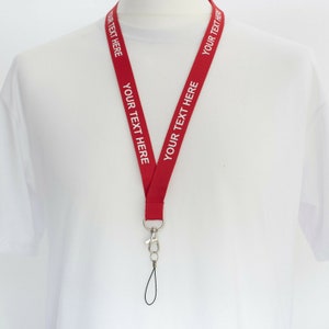 ROLSELEY Personalised Plain Lanyard Neck Strap with Printed Custom Text White/Black/Silver with Safety Breakaway image 3
