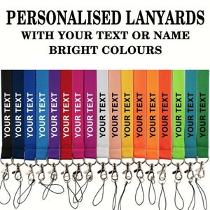 ROLSELEY Personalised Plain Lanyard Neck Strap with Printed Custom Text (White/Black/Silver) with Safety Breakaway