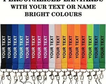 ROLSELEY Personalised Plain Lanyard Neck Strap with Printed Custom Text (White/Black/Silver) with Safety Breakaway