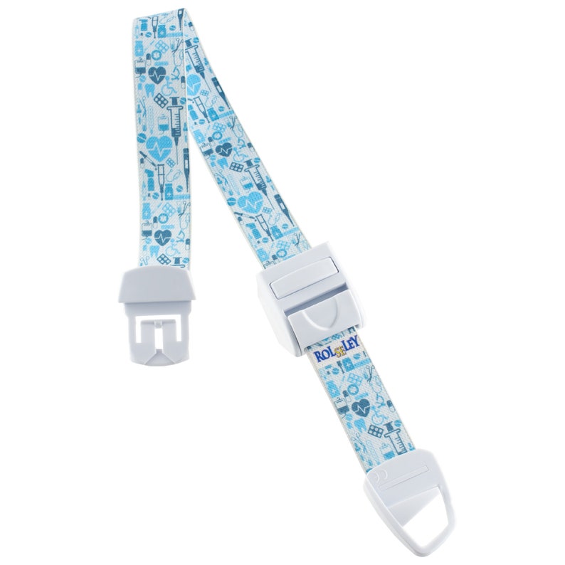 Rolseley Medical Tourniquet White with Blue Medic/Nurse/Doctor Pattern with ABS Plastic Buckle Latex Free for Doctors, Nurses and Paramedics image 2