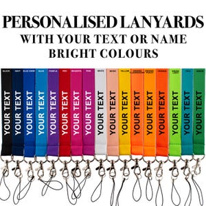 ROLSELEY Personalised Plain Lanyard Neck Strap with Printed Custom Text (White/Black/Silver) with Safety Breakaway
