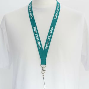 ROLSELEY Personalised Plain Lanyard Neck Strap with Printed Custom Text White/Black/Silver with Safety Breakaway image 8