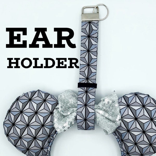 Spaceship Earth Mouse Ear holder, backpack/bag ear holder, Small lanyard for Mouse Ears, Mouse Ear accessories, bag strap, gifts for her