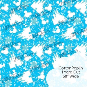 Christmas Fabric | Frozen Castle Fabric | Medium Scale Custom Print Fabric 1 YD
