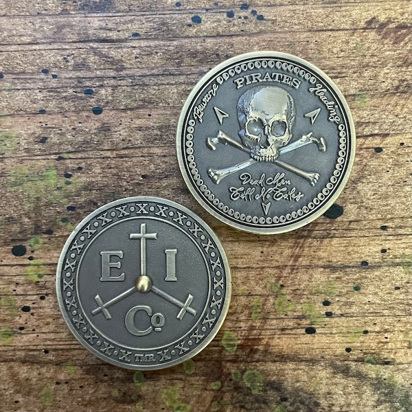 Pirate Coin | East India Trading Company | Pirate Treasure Medallion | Challenge Coin | Gifts for him | Skull Coin | fidget coin