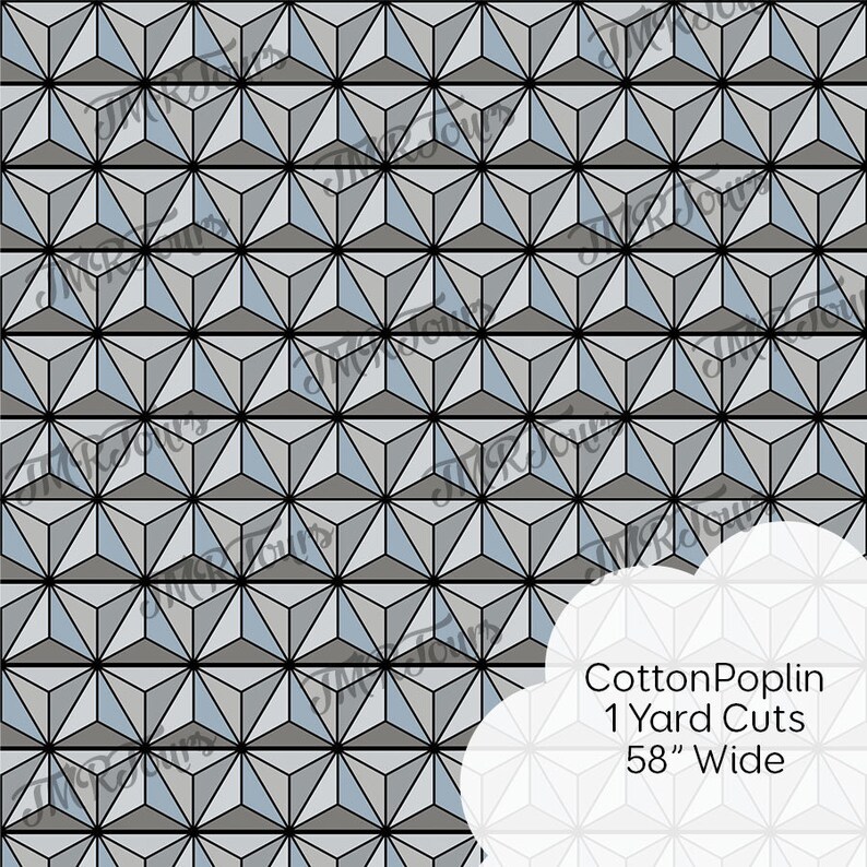 IN STOCK! Spaceship Earth Fabric Medium Scale Custom Print Fabric 1 YD