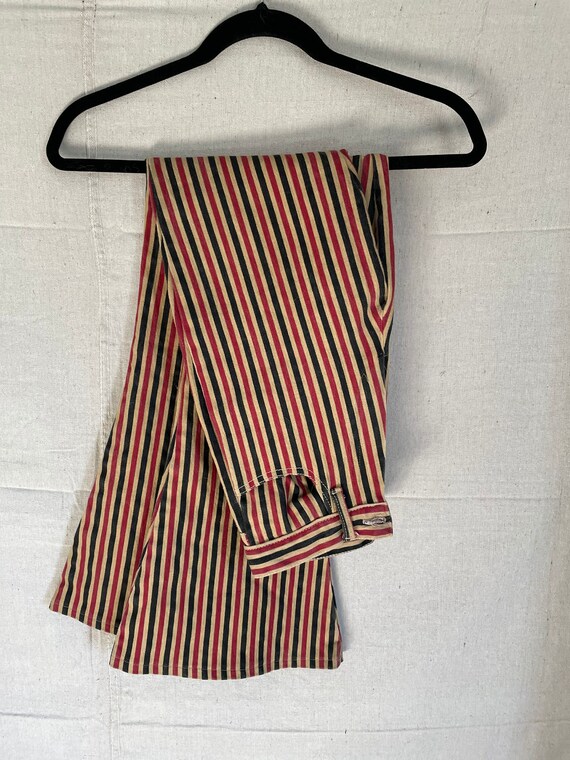 striped flare denim