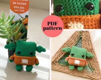 PATTERN Green Alien Amigurumi, Crochet Halloween Alien Amigurumi pattern, amigurumi crochet tutorial for beginners (PDF)