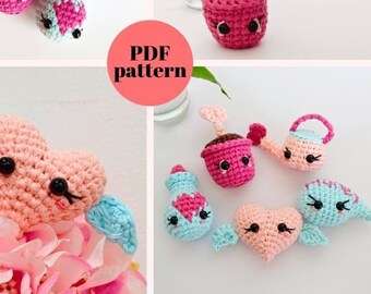 No-Sew Valentine Mini Amigurumi Häkelanleitung, Valentine Kawaii häkeln Spielzeug, Valentinstag häkeln Geschenk, Valentinstag Liebe Schlüsselbund Muster