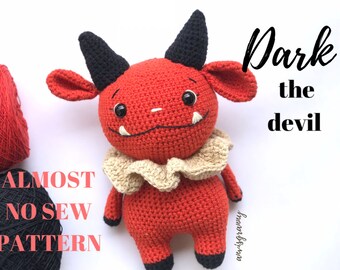 Halloween Amigurumi Devil Crochet Pattern| No-sew Demon crochet pattern for Halloween| Easy Devil doll crochet tutorial for beginners (Eng)