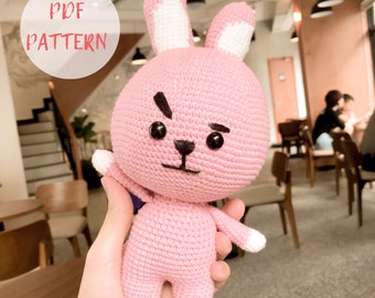 PATTERN: BT21 Cooky Amigurumi doll- BTS Army Kpop doll, Bunny amigurumi pattern, BTS amigurumi crochet, easy rabbit crochet for beginners
