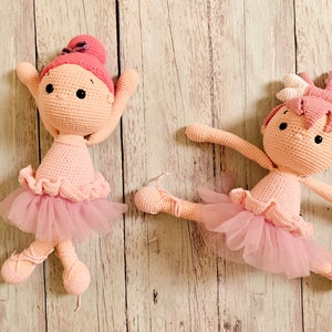 PDF Crochet Pattern Bundle 2in1 Ballerina Twins Amigurumi dolls, handmade baby girl doll tutorial