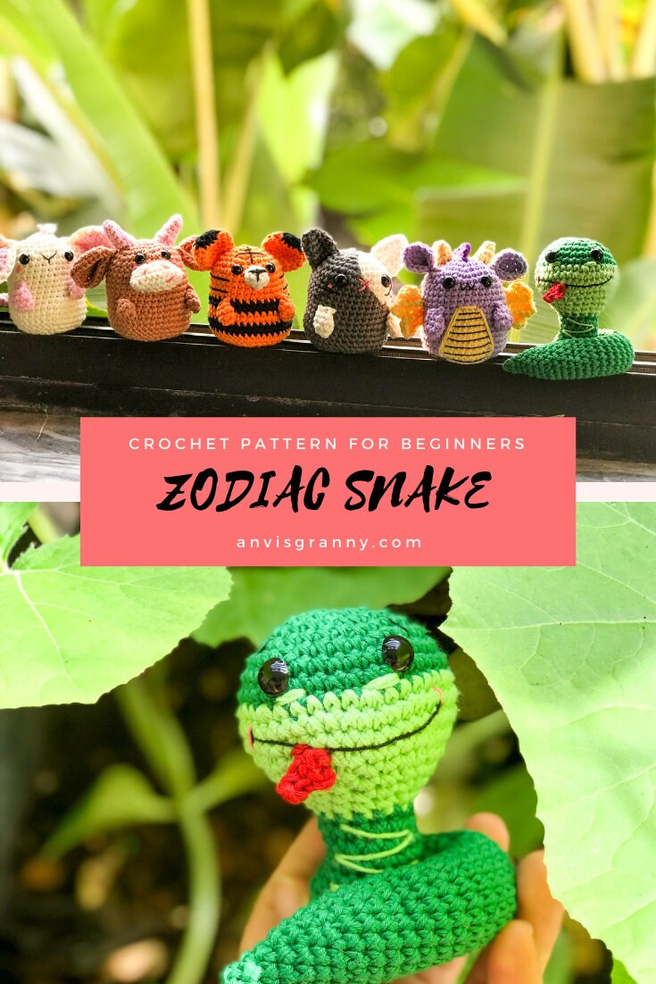 PATTERN Chinese Zodiac Snake crochet amigurumi pattern Etsy