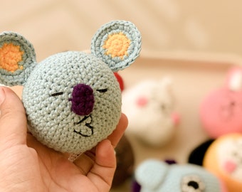 PDF Crochet pattern - Mini Koya BTS BT21 Korean band, cute kaola key chain and ornament amigurumi tutorial (English)