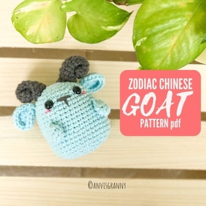 PATTERN: Chinese Zodiac Goat crochet amigurumi Crochet goat keychain Goat Astrology crochet gift Easy crochet tutorial for beginners image 1