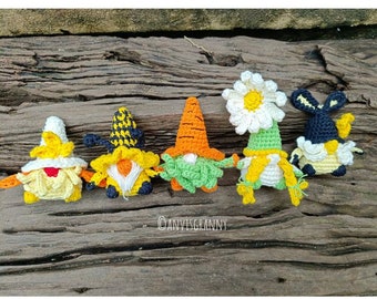 No-Sew Mini Easter Gnome Amigurumi Crochet Pattern Bundle, kawaii Spring amigurumi pattern, Easter crochet gift, easy crochet Easter toys