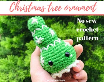 Christmas Tree Crochet PATTERN, Christmas Tree Ornament Tutorial, Christmas Decor Ornament, No-sew amigurumi pattern for beginners, DIY toy