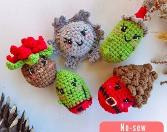 5 No Sew Christmas Ornament Amigurumi Häkelanleitungen - DIY Urlaub Basteln - Urlaub ohne Nähen Häkelanleitung - Einfache Häkelanleitung Plüsch