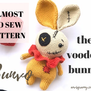 Voodoo Bunny Amigurumi Crochet Pattern - Almost no sew rabbit crochet pattern for Halloween| Voodoo doll crochet tutorial for beginners