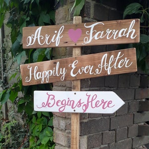 Personalised Large signpost Handwritten wedding way sign  wedding garden venue decoration Eco wood Rustic wood