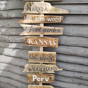Narnia Wonderland Hogwarts Signpost Personalised Rustic Wood Wedding ...