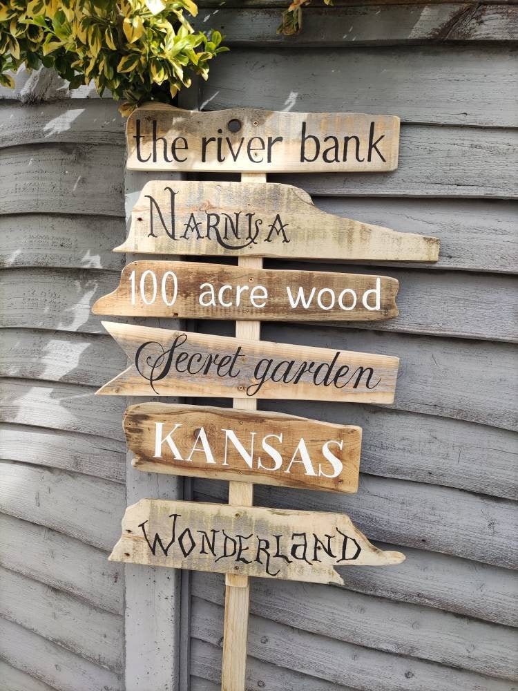 Narnia Wonderland Hogwarts Signpost Personalised Rustic Wood - Etsy UK