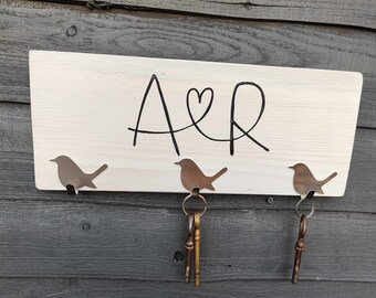 Personalised Robins Key holder wooden key hook crate New home robin box wedding gifts Christmas gifts wood crate box organizer