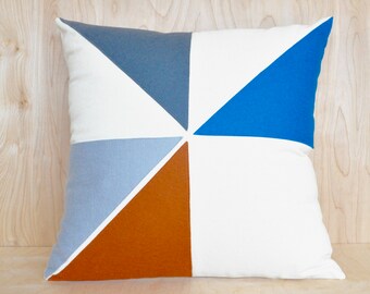 Pinwheel - Pillow Cover  | Teal, Gray & Rust | Color Block | Modern | Mid Century | Retro | Geometric | Colorblock | Mid-Century | Abstract